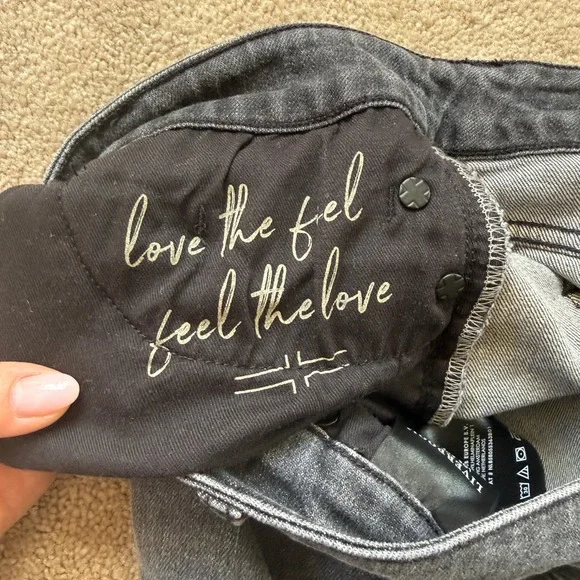 Liverpool Denim Midi Skirt Women 10 Black Excellent Raw Hem Front Slit Faded - Picture 7 of 7